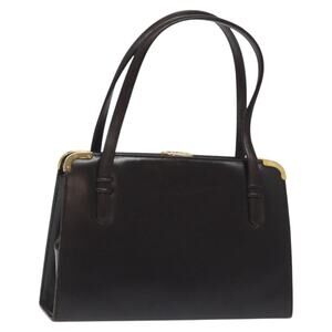 GUCCI Hand Bag Leather Brown Gold